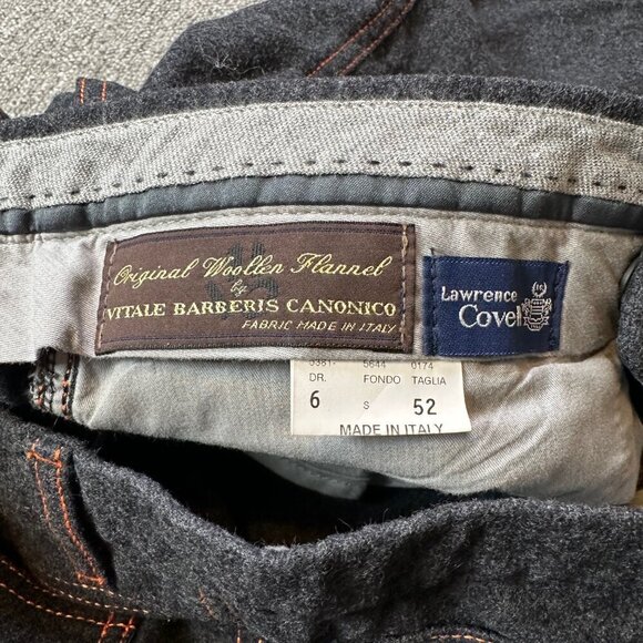 Vitale Barberis Canonico by Lawrence Covell 100% Wool Orange Stitching Pants - Picture 5 of 7